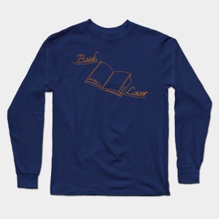 Simple bookish orange line design for readers Long Sleeve T-Shirt